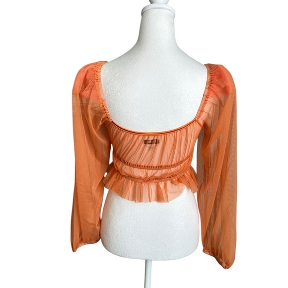 Sky to Moon Orange Puff Sleeves Tulle Crop Top Size M - Picture 4 of 17